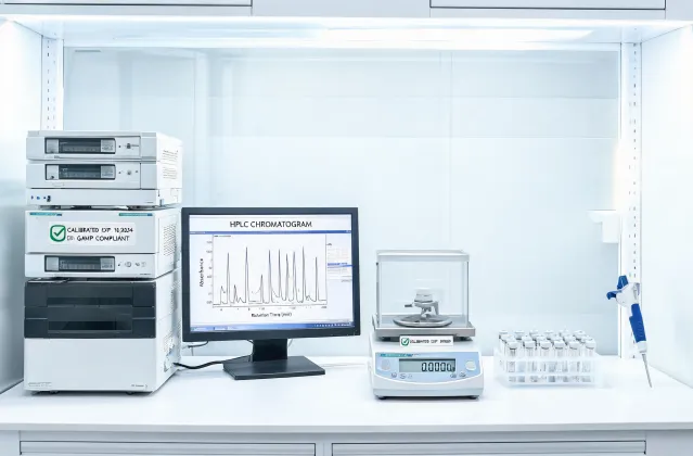 HPLC stack with pipette and sample vials
