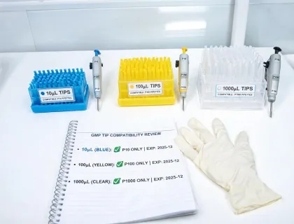 Pipette tips organized for compatibility review